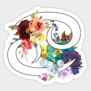 Cancer Horoscope Zodiac Rainbow Flowers Design Sticker